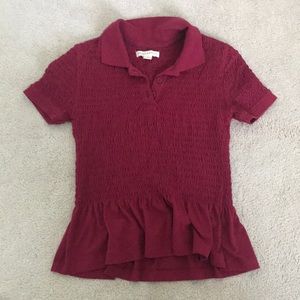 Aeropostale Collared Smocked Blouse